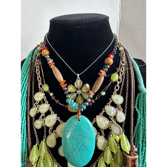 Shades of Green and Turqouise Vintage to Modern Costume Jewelry - Picture 3 of 16